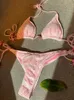 Damskie stroje kąpielowe Zrtak krawat w talii Krótki strój kąpielowy seksowne bikini solidne na plaży letnie kąpiel kąpiel push up high cut bikinis sets 230111