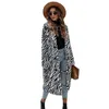 Kvinnors stickor Tees Autumn Winter Imitation päls Zebra Grain Wool Blend Women Long Coat 230111