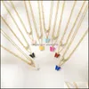 Pendant Necklaces Fashion Cute Butterfly Necklace For Women Girl Double Layers Zircon Resin Statement Chokers Wholesale Jewelry Drop Dhrci