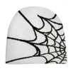 Basker Y2K Beanie Spider Web Hat Stickad Skullies Baggy Slouchy Skull