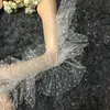 Beş Parmak Eldivenleri Kadınlar Zarif Dot Baskı Uzun Uzun fırfırlar Trim Popografi Kostüm Aksesuar Parmaksız Seksi 2023