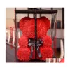 Decorative Flowers Wreaths 25Cm Teddy Bear Rose Artificial For Women Valentines Wedding Birthday Gift Packaging Box Home Decor Dro Dhww4