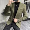 Мужские костюмы Blazers Deerskin Кожаная куртка повседневная стройная костюм Hombre Terno Masculino Clothing 6 Color 230111