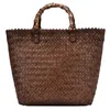 Duffel Bags Woven Handbags Large Capacity Bucket Bag Travel Sac Messenger Leather Rattan Quality Fashion Handmade Women Durable Tote