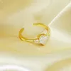 Bröllopsringar yunkingdom enkel vattendrop kubik zirkon anel ring för kvinnor män par guld färg smycken justerbar