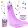 마녀의 동화 이야기 소녀 장난감 선물을 재생하는 마술 지팡이 크라운 가방 목걸이 귀걸이 링 공주 케이프
