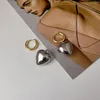 Hoop Earrings AENSOA Trendy Simple Gold Silver Color Heart Pendant Drop For Women Minimalist Metal 2023 Jewelry