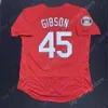 Anpassade basebolltröjor Bob Gibson Jersey 1967 Hamp-Grey Baseball Hall of Fame Patch Blue Cream White Red Home Away Vintage