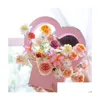 Gift Wrap Hand Held Flower Box Heartshaped Bundle Fresh Love Basket Portable Paper Flowers Packaging Bag Drop Delivery Home Garden F Dhezl