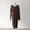 Casual Dresses 2023 Winter Sweater Women Dress Long Sleeve Sweaters Sticked Womens Loose Maxi Oversize Knitting Robe Vestido 169C