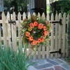 Decorative Flowers Fall Pumpkin Peony Wreaths Front Door Faux Big Outdoor Christmas Wreath Window Set Of 6