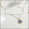 Pendant Necklaces Turkish Crystal Evil Eyes Necklace For Womens Jewelry Gold Color Clavicle Chains Habqq Huqzm 718 Q2 Drop Delivery P Dhk7Q