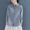 Women's Blouses Women's White Black Cotton Shirt 2023 Spring And Autumn Linen Long-sleeved Elegant Boyfriend Style Top