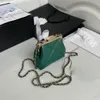 Mini torba vintage jedno ramię w torbie metalowa logo torba łańcucha