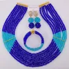 Ensembles de bijoux de mariage bleu Royal et lac, ensemble de colliers de perles africaines, fête nigériane, LBSJ09