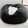 Housses de chaise Ers D72x35in NT Fourrure Bean Bag Er Big Round Soft Fluffy Faux Beag Lazy Canapé-lit Salon Meubles Drop Livraison Accueil Dh3Vn