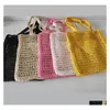 Annan heminredning Fashion Letter P Mesh Hollow Woven Butikp￥sar f￶r Summer St Tote Bag Shoder Beach 6Color Drop Delivery Garden Dhzcz