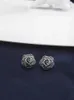 Stud Earrings 925 Sterling Silver Flowers Rose For Women Black Mosaic Inlaid Thai Retro Vintage Jewelry