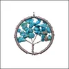 Pendant Necklaces 12Pcs Real Chip Gem Stone Chakra Necklace Tree Of Life Quartz Crystal Chips Women Rainbow Pendants Jewelry For Dro Dhbz4