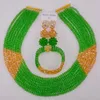 Ensembles de bijoux de mariage, dernier Champagne vert or AB, colliers de perles nigérians, ensemble de perles africaines, cristal de mariée LBSJ05