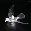 Hängslampor moderna lyxiga el lobby fågelformad ljuskrona klubbhall villa transparent akryl