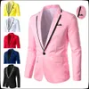 Mäns kostymer Blazers Slim Jacket Business Casual Suit Wedding Groom One Button Blazer 230111