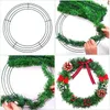 Decorative Flowers 40cm Metal Wreath Frame Green Wire Round Ring For Christmas Wedding Holidays Valentines Garden Home Party Decor