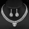 Necklace Earrings Set TREAZY Luxury Waterdrop Crystal Bridal For Women Rhinestones Choker Wedding Jewelry Accessories