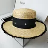 Wide Brim Hats 2023 Flat-top Straw Hat For Ladies High-grade Air Permeable Sunshade Lafite Grass Sunblock