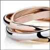 Band Rings Womens Titanium rostfritt stål trippel ton trioll länkar staplade Sier Rose Gold 3 Color Ring 20211223 T2 Drop Delivery Je Dhfuf