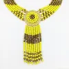 Ensembles de bijoux de mariage, mode Opaque jaune doré marron cristal perlé, ensemble africain, collier de perles nigérianes 6LS06