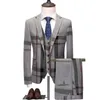 Męskie garnitury Blazers Kamizelki Zestaw 3 sztuki / Business Casual Fashion Trzy -częściowa kurtka w kratę płaszcz z płaszczem kamizelki 230111
