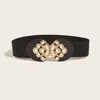 Belts Flower Shaped Button Head Inlaid With Pearl Decoration Women's Fashion Waist Seal Elastic Belt Versatile Casual SCB0318