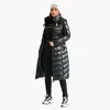 Parkas para mujer SANTELON Abrigos largos a prueba de viento de invierno para mujer Chaquetas acolchadas gruesas y cálidas negras informales con cinturón Ropa de abrigo con capucha de moda 230111