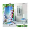 Bath Mats Christmas Shower Curtain Set With Mat Seat Er Polyester Waterproof Non Slip Drop Delivery Home Garden Bathroom Accessories Dh2Wm