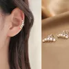 Boucles d'oreilles Charmes Clip couleur argentée pour les filles Empêchez les bijoux allergiques All-Match Pearl Perle Cartilage Earcuff sans percé