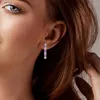 Boucles d'oreilles créoles de luxe colorées femmes couleur argent violet et or pavé CZ mode bijoux cadeau pour fille amies