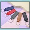 Nyckelringar Lanyards PU L￤der Keychain Metal Keyring Car Pendant Anpassa Gift Key Chain Mixed 10 Colors Drop Delivery Fashion DHKHX