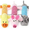 Dog Toys tuggar söt husdjurskatt plysch sund ljud rolig fleece hållbarhet tugga leksak passar för alla husdjur elefant gris ny drop del dhgarden dhoi8