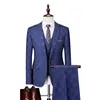 Men's Suits Blazers Plaid Suit Men Blazer Vest Pants Business British Style Wedding Dress Banquet High End Slim Fit Jacket Trousers 3 Piece Set 230111