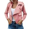 Chaquetas de mujer Botón de solapa Abajo Camisa corta sólida Abrigo Chaqueta Chaqueta Cortavientos Cuello vuelto High Street Business Streetwear