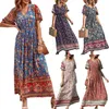 Casual jurken zomer Womens Rayon bedrukte Boheemse jurk met korte mouwen
