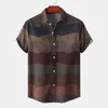 Mäns casual skjortor herrskjorta vintage etnisk stil tryck lös kort ärm dagligen bär högkvalitativ kontorsblus kemis Homme 230111