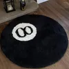 Carpets Billiards No 8 Ball Round Rug Black Imitation Cashmere Soft Lunge Gaming Chair Mat Bath Floor Kids Bedroom Carpet224R