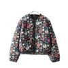 Women's Down Parkas Vintage Chic Women Floral Print Fashion Autumn Female Bomber Jacket Zipper Stand Collar Casual Outerwear Streetwear 230110