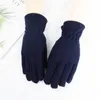 Зимние перчатки женщины мужчины пять пальцев теплые перчатки девушки с твердым цветом.