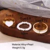 Clusterringe Vag -Segel Goldfarbe Herz für Frauen Vintage Perlen Perlengelenk Ring Set kleine frische Schmuckmädchen Sommer Modeaccessoires
