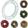 Decorative Flowers 40cm Metal Wreath Frame Green Wire Round Ring For Christmas Wedding Holidays Valentines Garden Home Party Decor