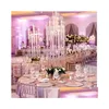 Candelabros Centro de mesa de boda Tubos de acrílico altos Candelabros de huracán de cristal para soporte de mesa con pantalla Yudao98 Drop Deliv Dh1Zw