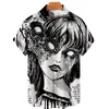 Casual shirts voor heren 2023 Hawaiiaans shirt 3D anime horror print korte mouw heren coole top camicias vintage unisex 5xl